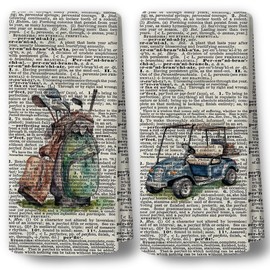 BCUANGD Vintage Golf Kitchen Towels Decor Set of 2 - Retro Sports Club Hand Tea Towels, Trendy Preppy Golf Gifts Dish Towel Dishcloths Decorations for Home Kitchen Dorm, 16"x24"