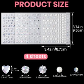 Incinkod 4 Sheets Self Adhesive Face Gems for Women, Hair Gems Rave Accessories, Face Jewels for Women, Jewel Stickers for Face, Eye, Hair, Nail, Body, Makeup, Crafts (Multiple Styles)