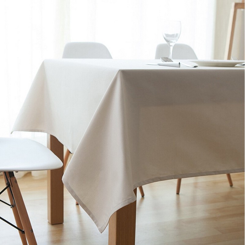 Actnow Solid Tablecloth 140x220cm Heat Resistant Thick Rectangular Tablecloth (White)