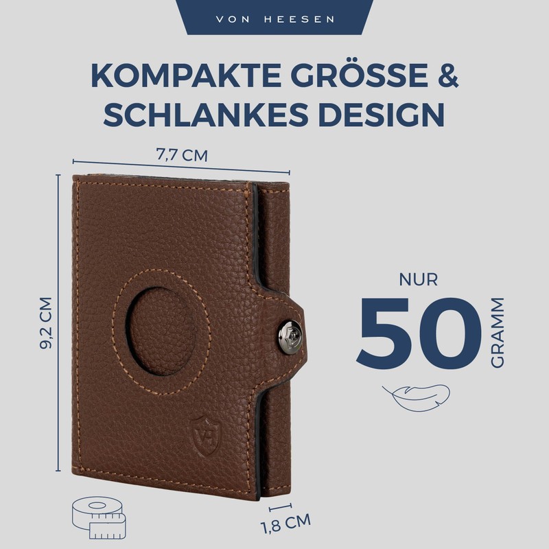 VON HEESEN Slim Wallet with RFID Protection - Mini Wallet