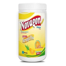 NOVAGON - Psyllium Plantago en Polvo - Frasco con 400 Grs (Naranja-Piña)