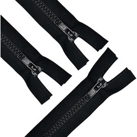 ANPURZII 3PCS #5 18 Inch Black Separating Jacket Zippers for Sewing Coats, Molded Plastic Bulk Zippers(Black 18" 3PCS)