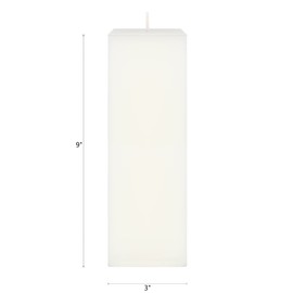 Mega Candles 3 pcs Unscented White Square Pillar Candle, Hand Poured Premium Wax Candles 3 Inch x 9 Inch, Home Décor, Wedding Receptions, Baby Showers, Birthdays, Celebrations, Party Favors & More