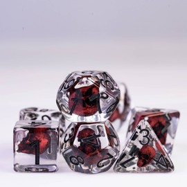 UDIXI Polyhedral Dice Set DND, D&D Dice Set for Dungeons and Dragons, Skull Dice for DND RPG MTG and Other Table Games, d n d (Red)
