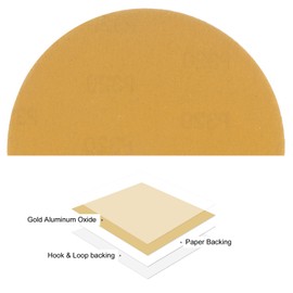 Kozelo 50pcs No Hole Sanding Discs- [ 6 Inch 320 Grit ] Round Hook and Loop Grip Sanding Pads Sandpaper for Automotive Woodworking Metal Polishing Use| Gold, Aluminum Oxide