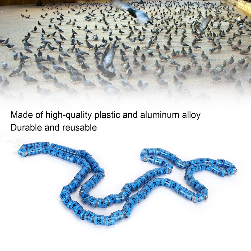 100pcs Pigeons Training Foot Rings Identify Numbered Blue Leg Bands