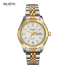 WLISTH S902 Stylish Classic Couple Watch Multifunctional His and Hers Quartz Wrist Watch Business Dress Watch for Men Women with Calendar/Luminous/30M Waterproof Solid Steel Strap