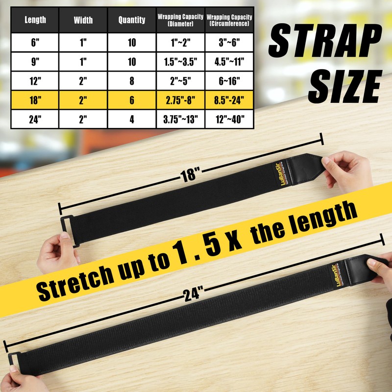 LuBanSir Cinch Straps - 2" x 18" (6 Pack) Elastic