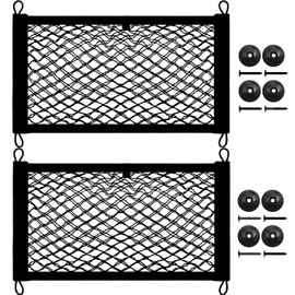 2 Pack Car Storage Net, DEDC 17.7x9.8 inch Cargo Net Pocket Universal Accessories Elastic Automotive Large Cargo Net Storage Mesh Pocket for Truck Car SUV Boats