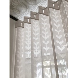 Accordion Curtain Patter Room Divider Noren Partition Heat Shield Adjustable Length 59.1 x 98.4 inches (150 x 250 cm) Nordic Style Heart Leaf KL27001 (Ivo CM540)