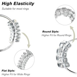 Ring Size Adjuster for Loose Rings - 12 Pack, 4 Sizes, Invisible Spiral Silicone Tightener Set with Polishing Cloth for Women and Men