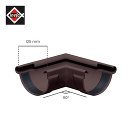 INEFA Gutter Angle 90 Degree Semicircular Outer Angle PVC NW125 / 125 mm Dark Brown Bead Outer, Connector Piece Gutter Accessories, Made in Germany
