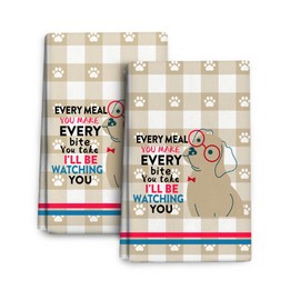 Cukemip Funny Dog Kitchen Towels Set of 2, Absorbent Dish Towels for Drying, Gifts for Dog Lovers and Mom