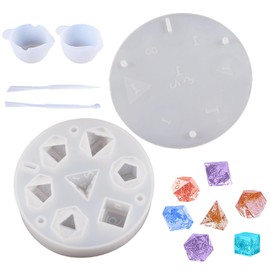 Moldes de Dados de 7 Formas para Resina,Moldes de dados para resina, Moldes de Dados de Juego Poliédricos Moldes de 3D en Forma para Fundición de Silicona DND para Juego de Mesa