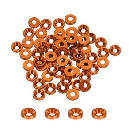 MECCANIXITY M3 Cone Cup Countersunk Washers,Anodized Aluminum Gaskets Cup Head Washer Gasket for Screw RC/FPV/PC/Drone/Mechanical Accessories Model Parts, Pack of 50 (Orange)