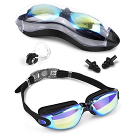 Swimming Goggles, Anti Fog Swim Goggles with UV, Unisex for Adult and Kids (Black-New)