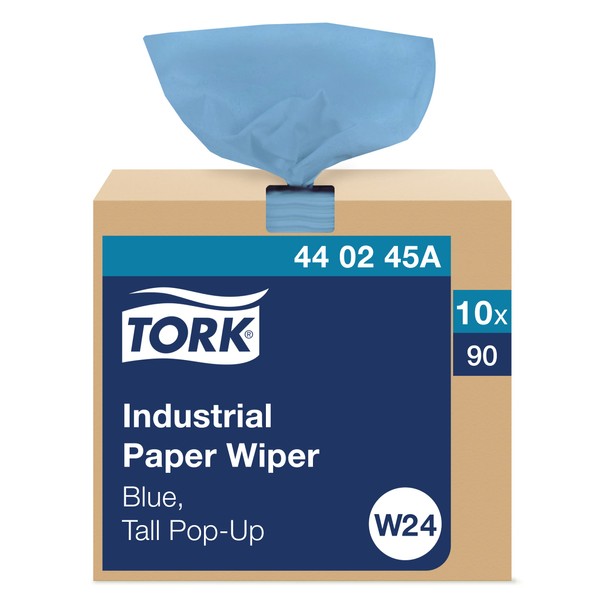 Tork Industrial Paper Wiper Blue W24, Pop-up Box, 10 x 90 Sheets, 440245A
