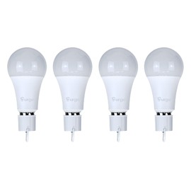 Surge Bombilla de batería de reserva – Soporte de emergencia auto recargable para cortes de energía – Más de 6 horas sin electricidad – Linterna para el hogar, camping, al aire libre, huracán – 9 W – Blanco – Paquete de 4