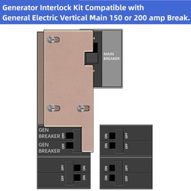Generator Interlock Kit Compatible with General Electric Vertical Main 150 or 200 amp Break. 2 1/2 to 3 1/2 inches Spacing Between Main and Branch Breaker,Professional and Interlock Kit