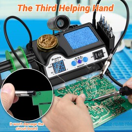 Preciva Soldering Iron Kit, Preciva 927IV Solder Station with Magnifiers and 2 Helping Hands, 130W Dual LCD Digital Display, 90-480℃ Temp Adjustable with 5 Tips, Sleep Function and Thermostat Control
