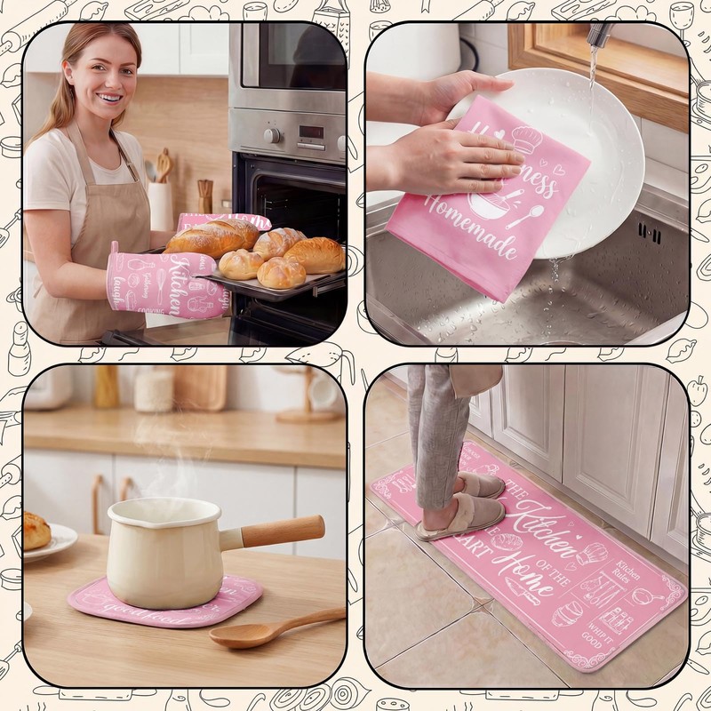 Culudea Pink Kitchen Accessories Set 10 Piece - Cute Baking