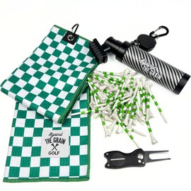 Golf Bag Accessories for Men – Golf Club Water Brush, 50 Golf Tees, Divot Tool & 12x20 Inch Towel - Golf Gifts for Men, Mens Golfing Gifts, Golf Essentials for Men, Golf Accessories Kit