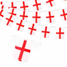10m England Flags Bunting England Bunting Olympic 2024 Decorations 30 Flags, St Georges Flags Bunting Banner for Olympic Games 2024 Sports Football Events England National Day Party Decorations