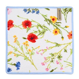 Fayler Handkerchief Hand Towel, Women's, Flower Meadow, Blue, 11.8 x 11.8 inches (30 x 30 cm)