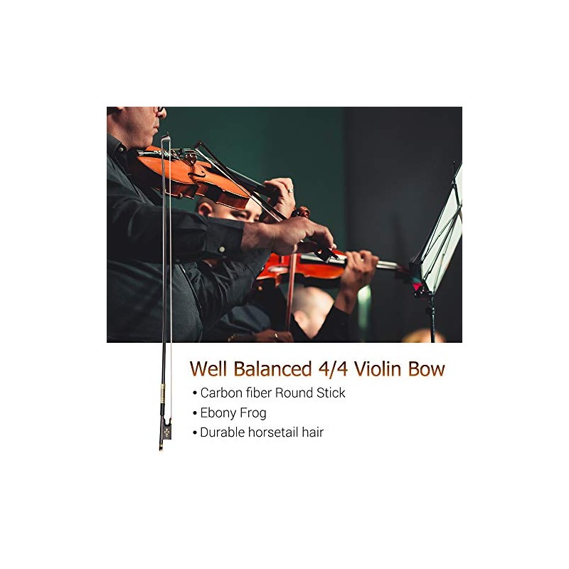 4/4 violín violín Fibra de Carbono Palo Redondo ébano Rana