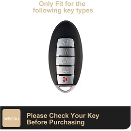 WEIFOU Fit for Nissan Key Fob Cover 5 Button, Smart Key Case for Altima Rogue Murano Pathfinder, Keys Shells with Keychain, Car Accessories Bling (RC5 Black)
