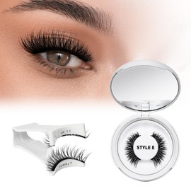 Magnetic Eyelashes, Natural Look, Reusable Eyelashes, Magnetic, No Glue Required, Magnetic Eyelash Set with Applicator, QUEWEL Easy to Wear and Remove with Instructions (Set-E)