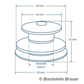 Loxx® Top Button Large for Fabric up to 2.5 mm Nickel-Plated Brass "Made in Germany" Quick Release Pack of 10