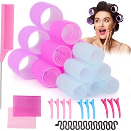 Juego de Rulos para el Cabello 32PCS, Tubos para Cabello Portátiles, Rizadores de Peluquería Pelo Sin Calor, para Cabello Corto, Medio y Largo 3 tamaños Accesorio de Peluquería para Mujeres