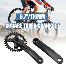 laffoonparts Mountain Bike Single Speed Square Taper Crankset 170mm Cranksets Bicycle Crank Set with 104BCD 32T Round/Oval Chainring, Replacement for Shimano Replacement for SRAM Replacement for FSA