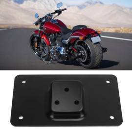 Laydown License Plate Holder, Durable 4 x 7 Inch 3-Hole Number Plate Holder Made of Sturdy Black Steel for Motorcycles