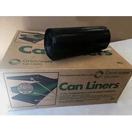 Green Core 70% Post Consumer Waste Heavy Duty.95 MIL, Plastic Waste Bags, Black, 20-30 Gallon, (Case of 250)