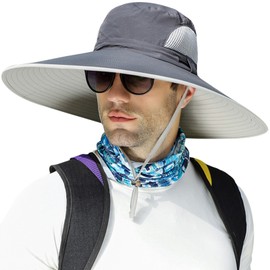 Peicees Super Wide Brim Sun Hat UPF 50+ UV Waterproof Fishing Hat for Men Women, Zstyle_Dark Gray