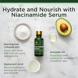 Tree of Life - Suero de niacinamida B3 para la cara, 2 onzas, crema con 5% de vitamina B3, hidratante aprieta visiblemente los poros para una hidratac
