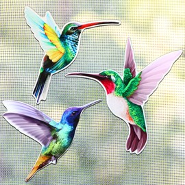 Konohan 3 Pairs Hummingbird Screen Door Magnets Double Sided Patio Flexible Magnetic Screen Saver Decorative Retractable Window Magnetic Decals for Sliding Patio Door(Classic)