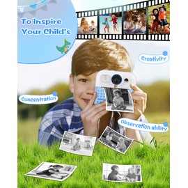 Moizoe Kids Camera Instant Print, Christmas Birthday Gifts for Boys Age 3-12, Kids Digital Camera with 1080P Videos, Toddler Toys for 4 5 6 7 8 9 Year Old Boys Girls, Blue