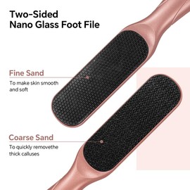 Nano Glass Foot File, Foot Callus Remover, Double Sided Pedicure Tools for Feet, Dual Use of Dry and Wet, Professional Hygienic Foot Scrubber to Achieve Smooth, Silky Feet Instantly (Coral Red)