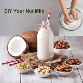 8 Pack Nut Milk Bags - Bojuzhi Unbleached Cotton Cheesecloth Bags for Straining, Nut Bag Strainer for Oat/Almond/Cold Brew Coffee/Yogurt/Juice/Tea, Washable And Reusable…