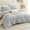 CozyLux Light Grey Comforter Set King Size, 3 Pieces Solid