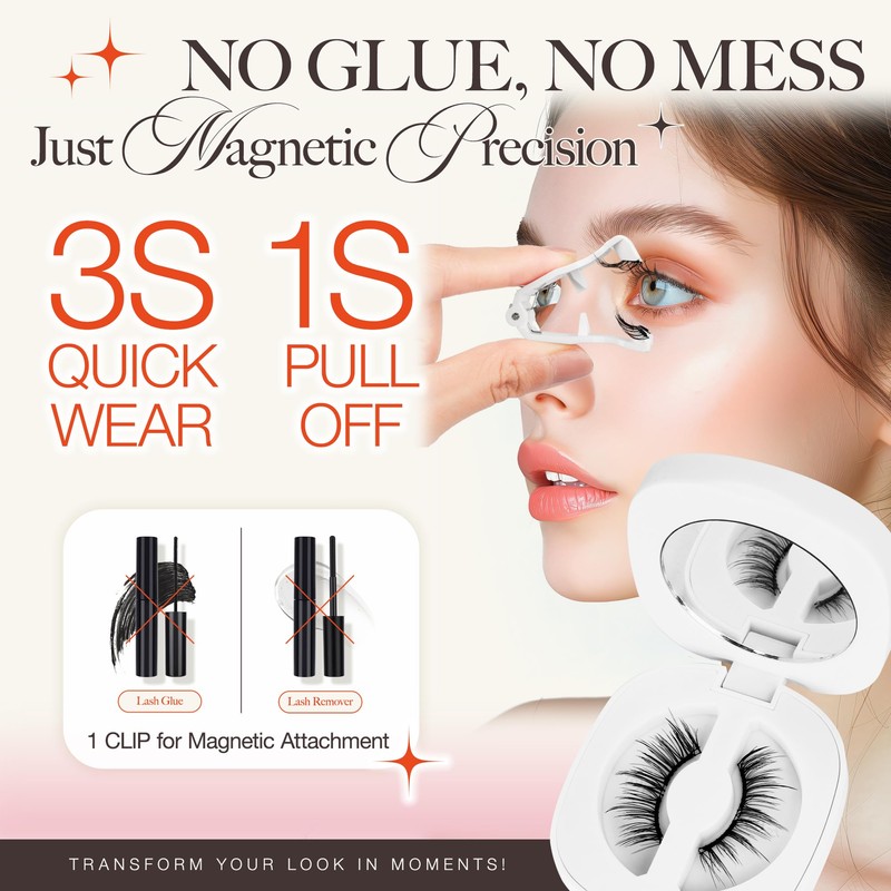 LASHVIEW Magnetic Eyelashes with Applicator, Soft Magnetic Lashes Natural Look