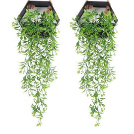 LoveniMen Artificial Vine, Hanging Ivy Plastic Plants Greenery Fake Weeping Willow Rattan Wicker Twig for Garden Garland Outdoor Indoor Home UV Resistant Jungle Party Supplies Decoration - Green 4 pcs