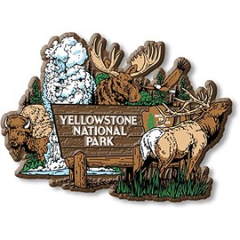 Yellowstone National Park Entrance Sign Magnet by Classic Magnets, 4.1" x 3", Collectible 3D Rubber Vintage-Style Souvenirs and Gifts Made in The USA