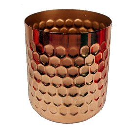 Leaf Honeycomb Metal Planter, Mixed Materials, Copper, 18cm