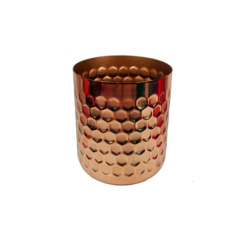 Leaf Honeycomb Metal Planter, Mixed Materials, Copper, 18cm