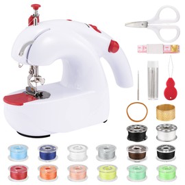Mini máquina de coser, máquinas de coser portátiles eléctricas para hacer manualidades domésticas, doble velocidad para niños, principiantes, niños de costura básica