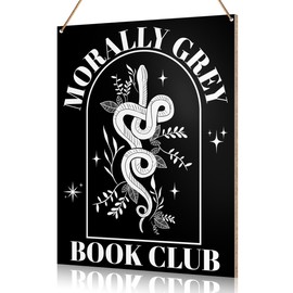 Reading Wall Decor, Morally Gray Book Club, Book Lover Decor for Home Girl Bedroom Living Room Wooden Decor Reading Sign Decoration, Gift for Women Teen Girl Romance Book Lover Reader